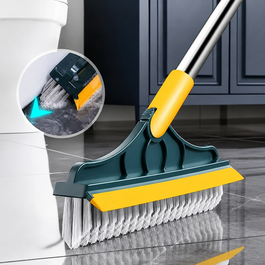 3-in-1 Rotating Floor Scrub Brush with Wiper